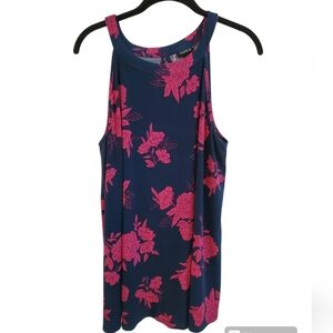 Torrid Women's Navy‎ Blue Pink Floral Halter Tank Top Keyhole Back Size 0/Large